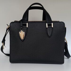 Cameron Satchel Bowery Black Leather Handbag Time's Arrow MSRP $358